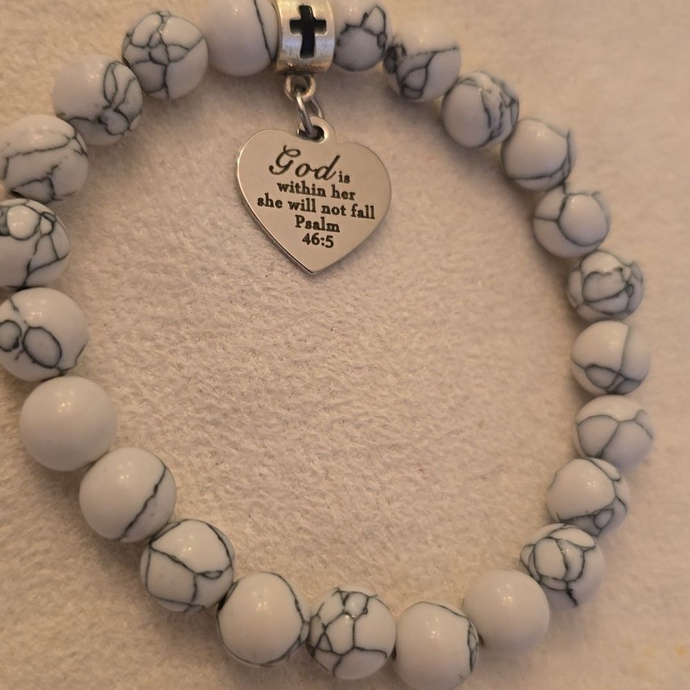 Beaded Bracelet with Heart Charm